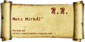 Metz Mirkó névjegykártya